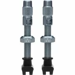 Nukeproof Universal Presta Tubeless Valves - Pair -Finish Line Nukeproof Universal Presta Tubeless Valves Pair Tyre Spares Grey FTWG18A 45LNF12R4GRY